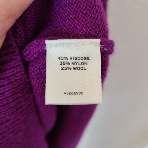 Amber Sun Wool Blend V-Neck Sweater Purple Women's Size S - Picture 4 of 7